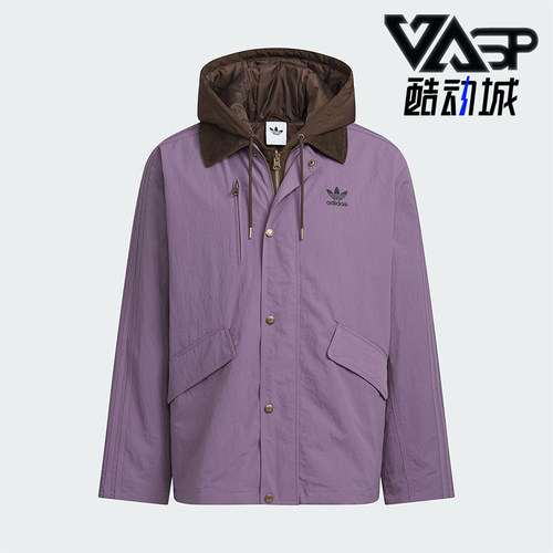 Adidas/阿迪达斯正品三叶草男士休闲连帽二合一复古棉服KW1240