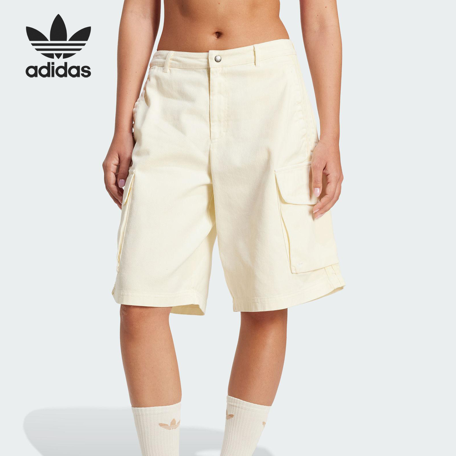 Adidas/阿迪达斯官方正品三叶草女士工装宽松运动简约短裤JD0138