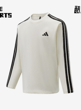 Adidas/阿迪达斯正品3STLS新款男米白黑色休闲长袖T恤KR2536
