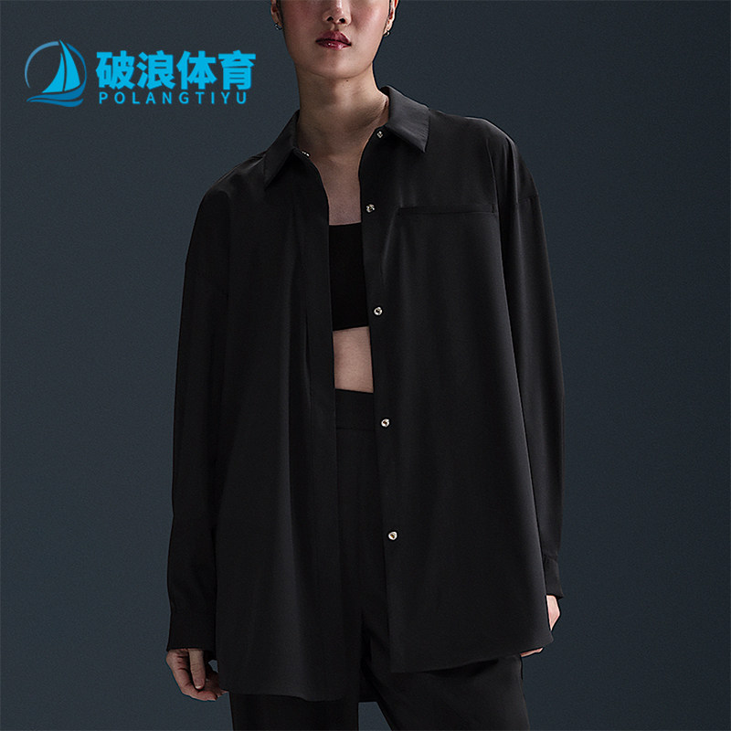 Nike/耐克正品2025秋季款女士休闲运动翻领长袖衬衫HM8385-010