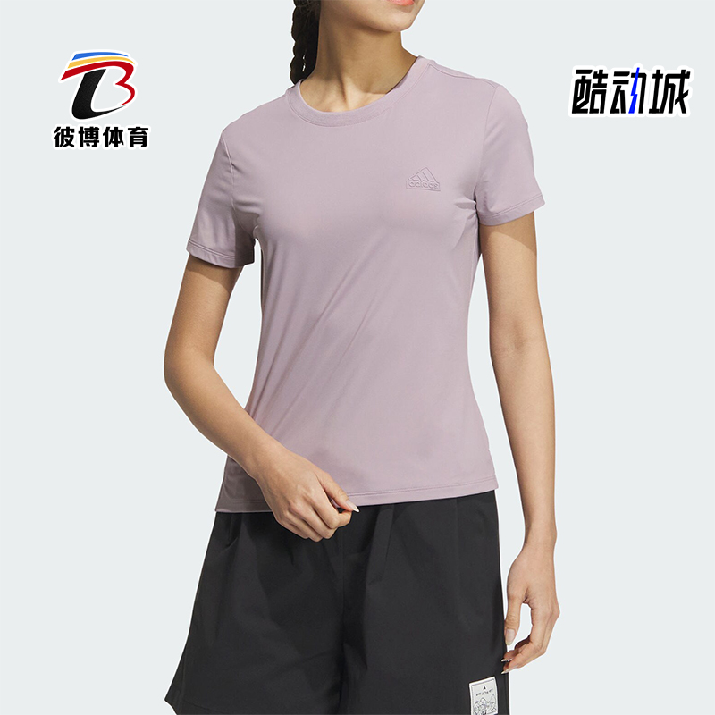 阿迪达斯女士修身短袖圆领T恤