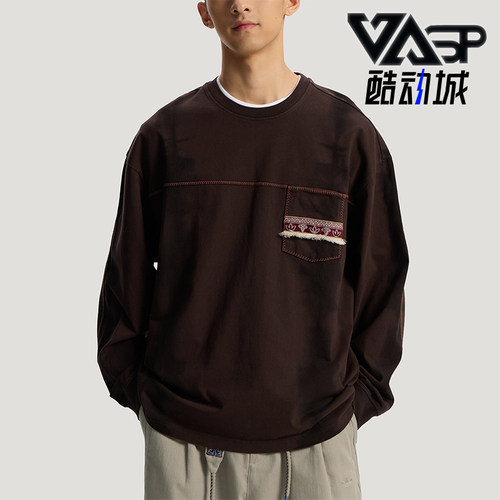 Adidas/阿迪达斯正品三叶草男士复古针织运动宽松长袖T恤KW5672
