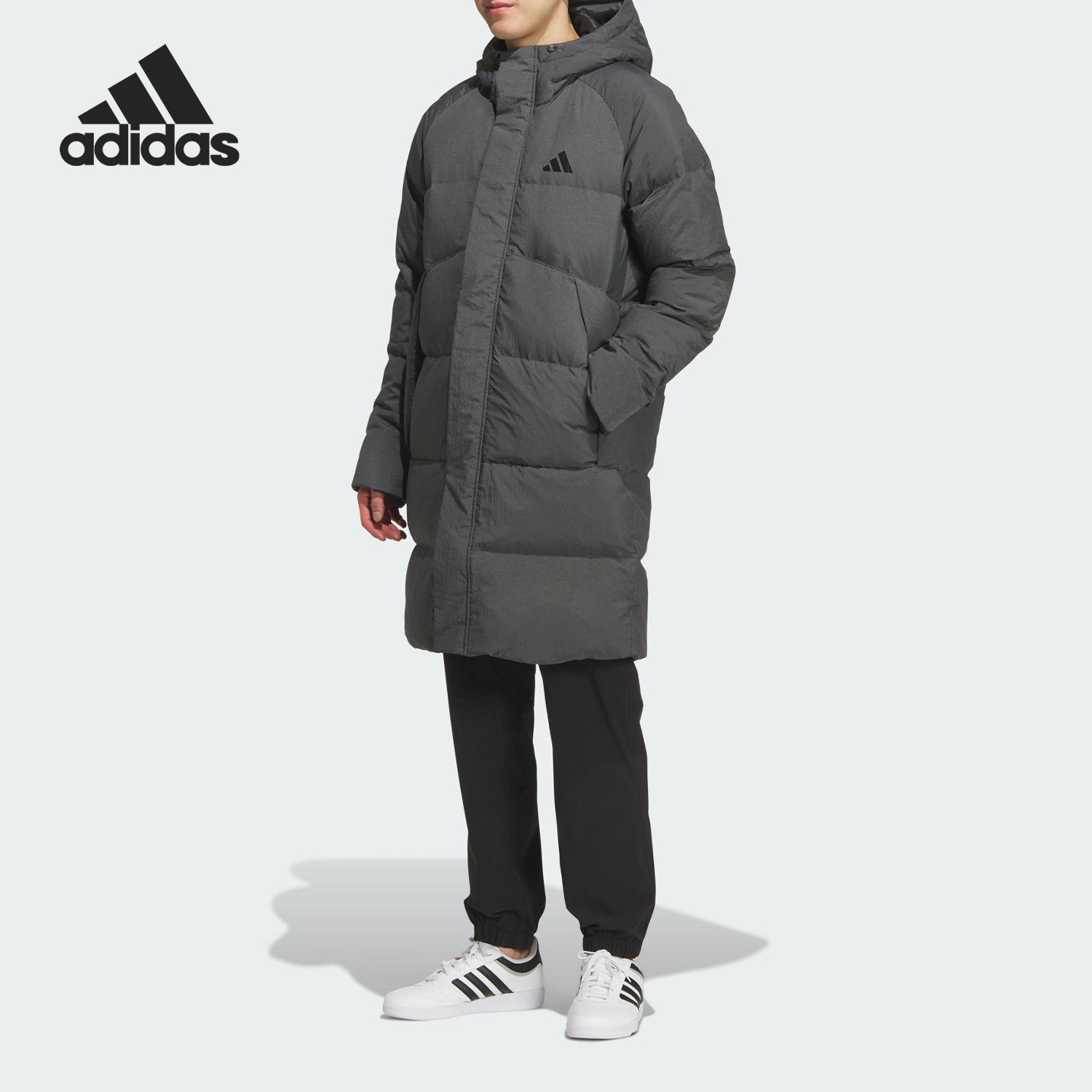 Adidas/阿迪达斯官方正品冬季男女连帽保暖运动长款羽绒服KQ5516