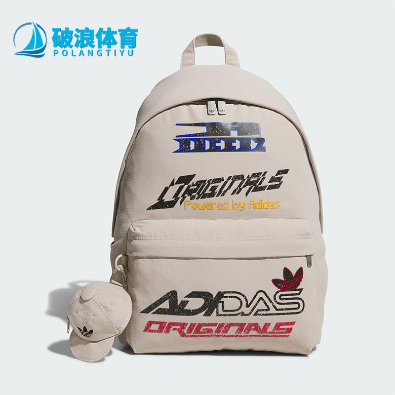 Adidas/阿迪达斯正品三叶草男女印花背带经典运动双肩背包KF2502