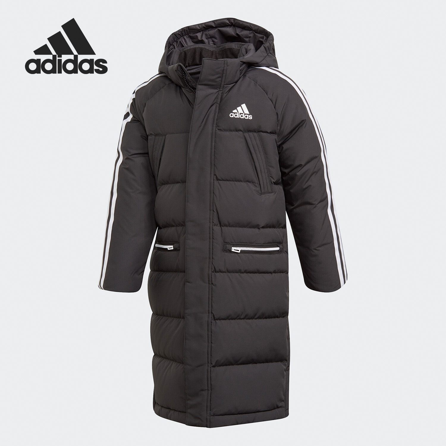 Adidas/阿迪达斯正品儿童中长款运动连帽保暖羽绒服 GG3650
