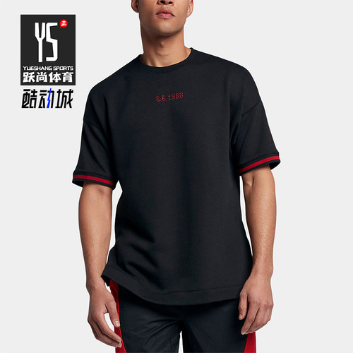 Nike/耐克正品新款男黑红色亲肤吸汗圆领经典短袖T恤AJ0434-010