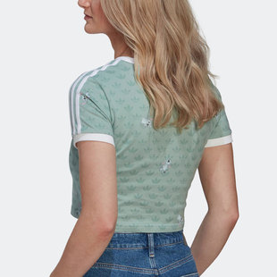 Adidas/阿迪达斯官方正品三叶草CROPPED TEE女子运动短袖HT3943
