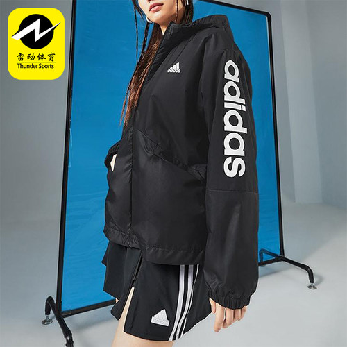 Adidas/阿迪达斯正品W LIN WB女士宽松经典连帽图案外套H07842
