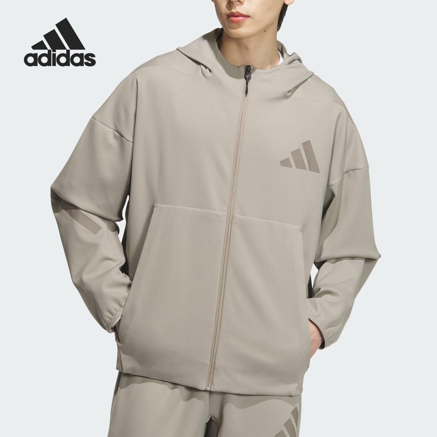 Adidas/阿迪达斯正品新款男士休闲连帽宽松针织外套JN0132