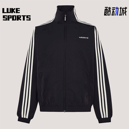 Adidas/阿迪达斯正品三叶草女士高领经典条纹日常休闲外套KX7977