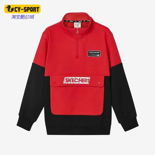 Skechers/斯凯奇正品春季新款大童针织立领运动休闲卫衣L122K098