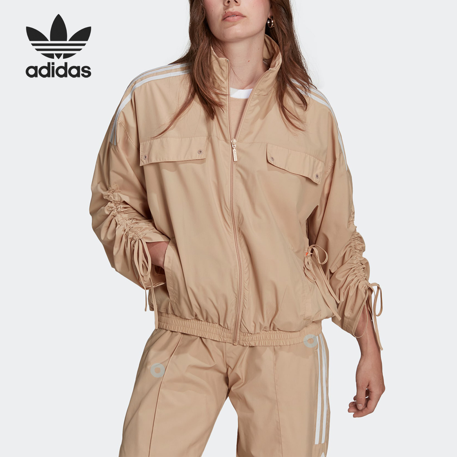 Adidas/阿迪达斯官方正品新款三叶草女子宽松运动夹克外套HM1700