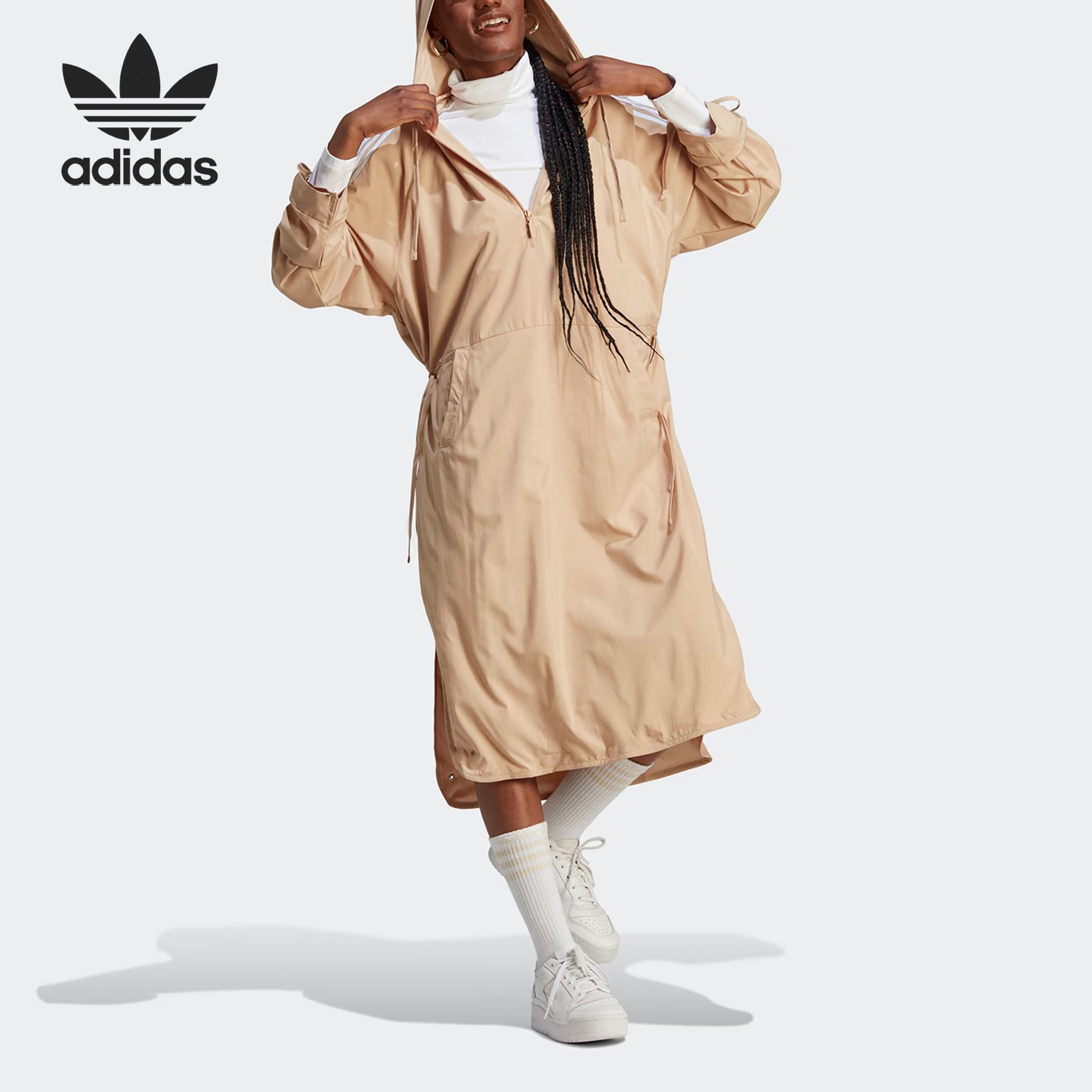 Adidas/阿迪达斯官方正品三叶草女子休闲运动连帽连衣裙 HM1701