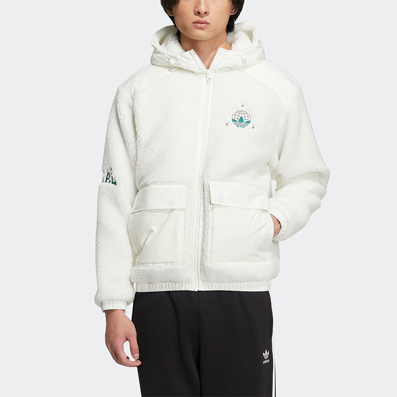 阿迪达斯男女简约保暖连帽外套