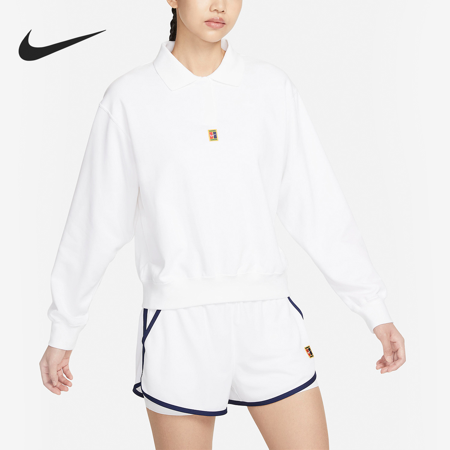 Nike/耐克正品秋季新款女子网球运动翻领套头衫DQ6820-100