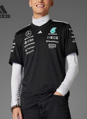Adidas/阿迪达斯正品2025新款男士圆领车队透气短袖JW5361