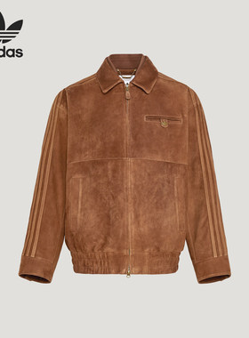 Adidas/阿迪达斯官方正品三叶草男士复古宽松休闲皮革夹克KV5939