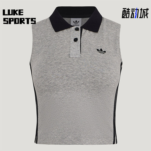 Adidas/阿迪达斯正品三叶草女士透气翻领针织POLO领背心T恤KY5694