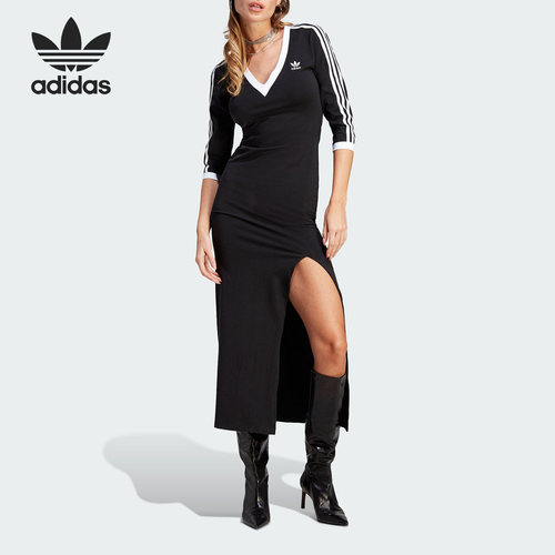 Adidas/阿迪达斯正品三叶草女子时尚侧开叉运动连衣裙IK0439