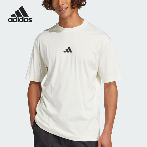 Adidas/阿迪达斯官方正品当季款男士针织透气宽松短袖JF3255