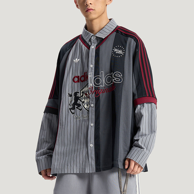 Adidas/阿迪达斯正品三叶草男士潮流经典休闲提花长袖衬衫KY2152