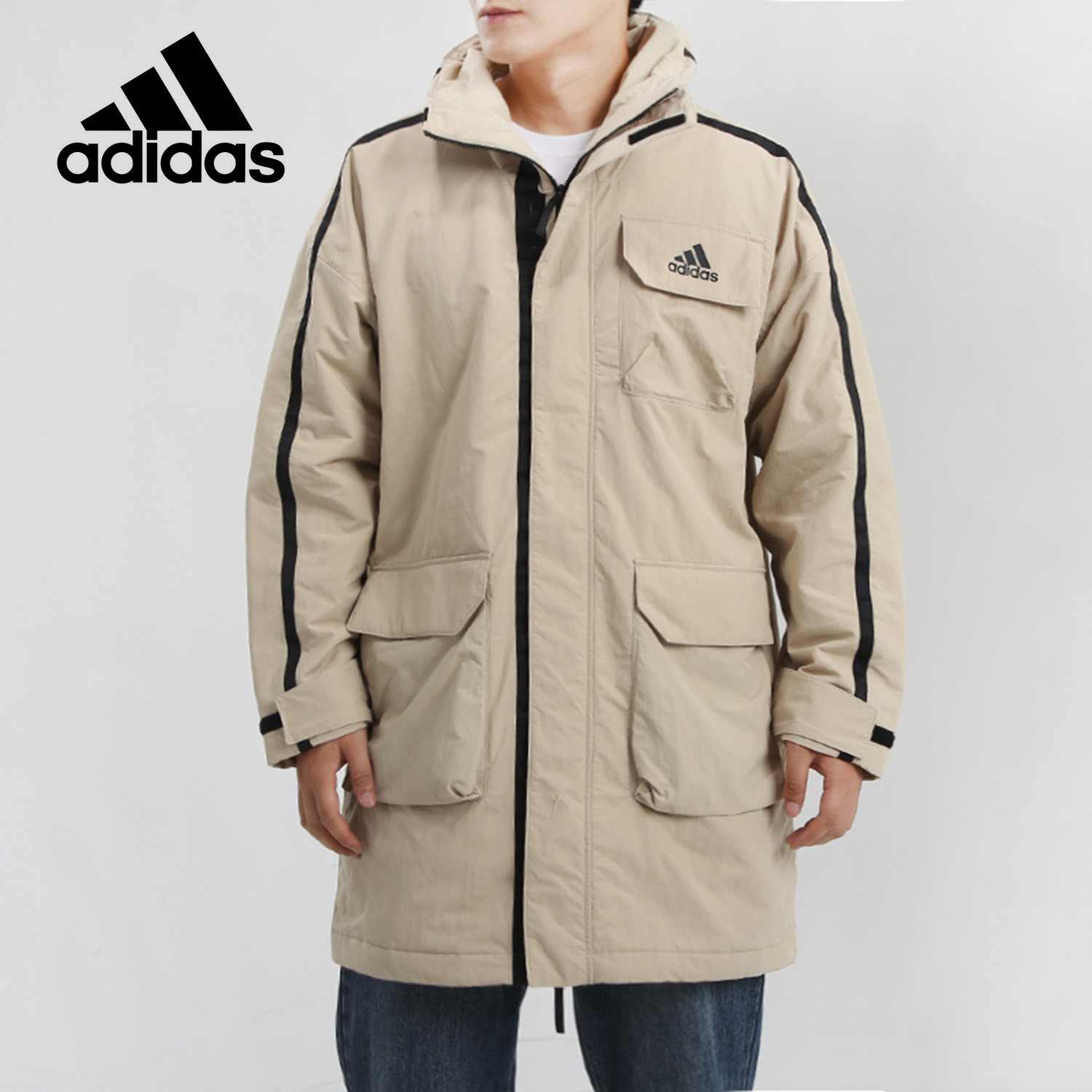 adidas/阿迪达斯正品防风2020秋季新款防风外套中长款棉衣ft2463