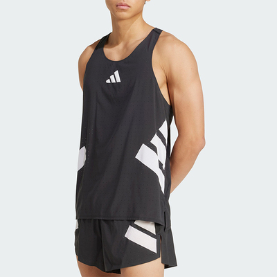 Adidas/阿迪达斯正品夏季男士修身圆领跑步侧开叉背心T恤JM7806