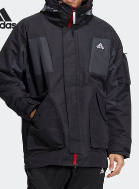 Adidas/阿迪达斯官方正品男子休闲加绒保暖连帽夹克外套 HC0275