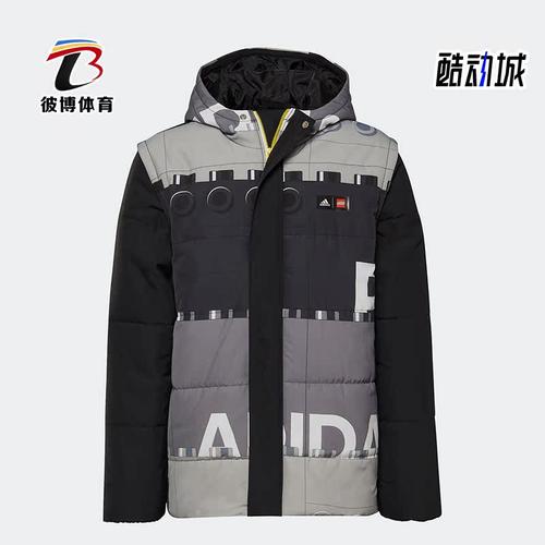 阿迪达斯正品大童连帽棉服