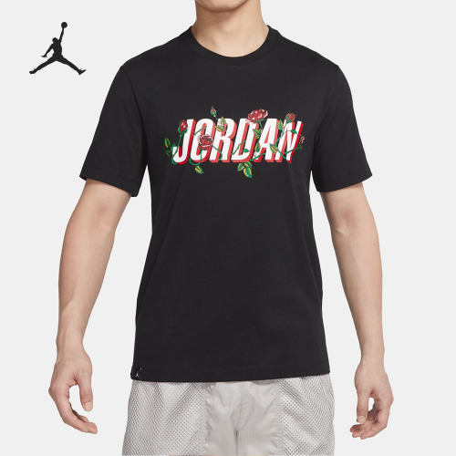 Nike/耐克正品Jordan夏季男子运动玫瑰印花短袖T恤DQ7389-010