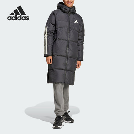 Adidas/阿迪达斯官方正品新款男士保暖长款600蓬连帽羽绒服JG3840
