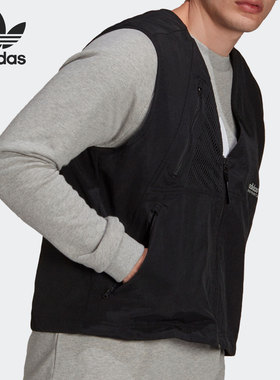 Adidas/阿迪达斯正品三叶草男子时尚工装运动马甲背心H09056