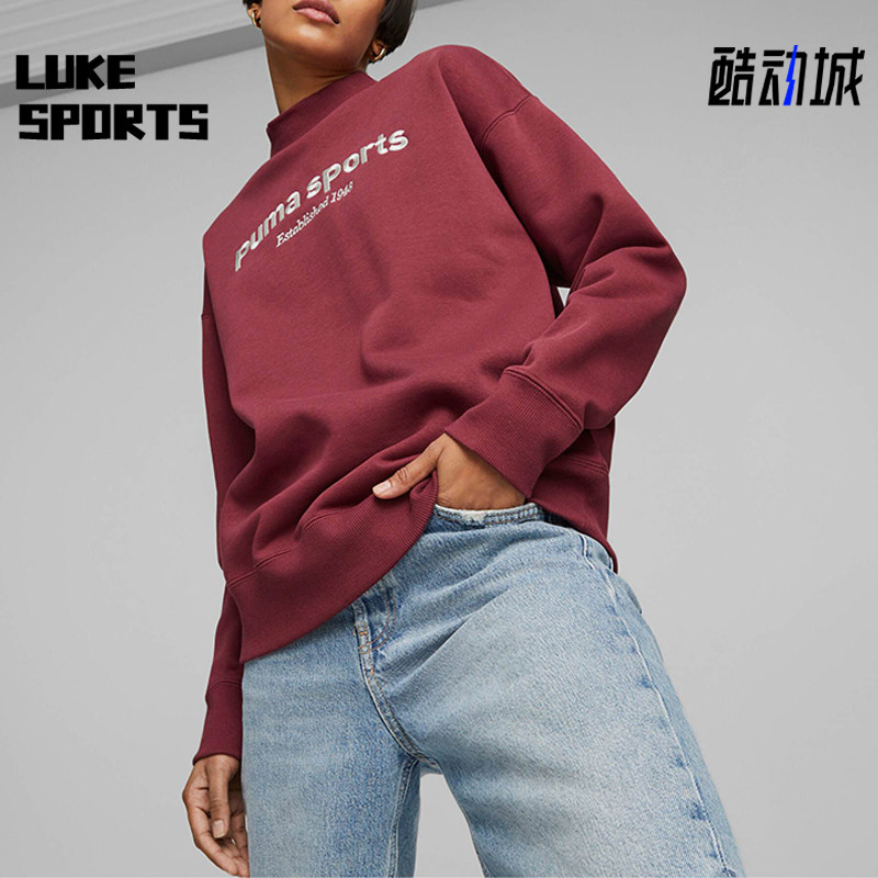 Puma/彪马正品TEAM Crew FL女士加绒保暖运动刺绣卫衣625305-22