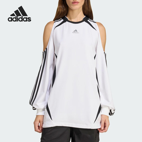 Adidas/阿迪达斯官方正品ADILENIUM女士宽松露肩足球长袖KE9797