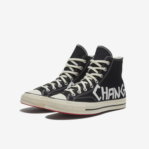 Converse匡威 1970s黑色字母涂鸦高帮帆布鞋鞋男女同款 169765C