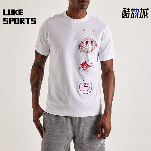 Nike/耐克正品Jordan男士字母印花圆领舒适短袖T恤FN6027-100