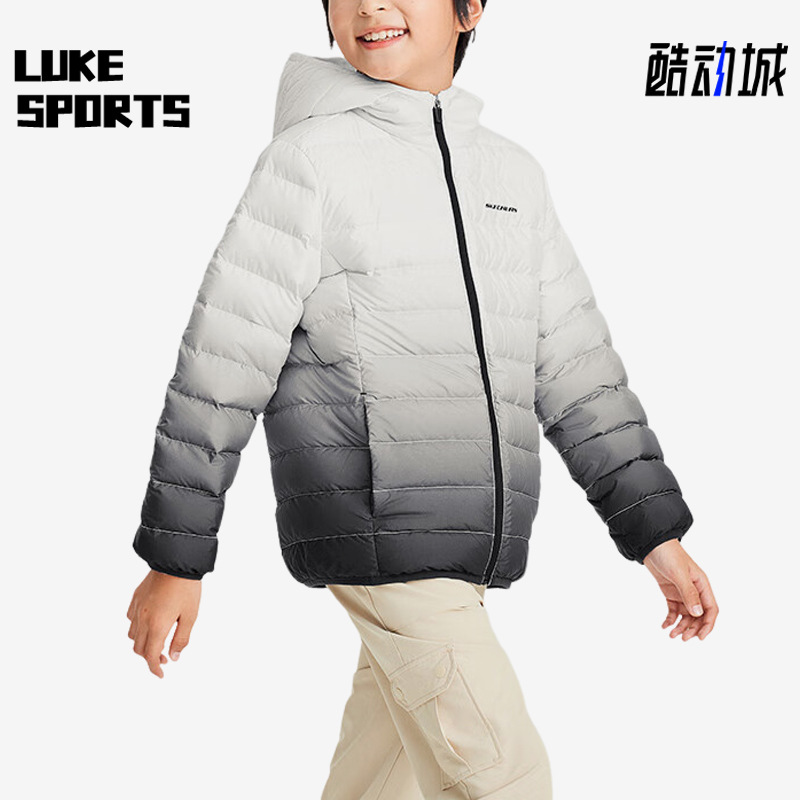斯凯奇儿童渐变时尚连帽羽绒服