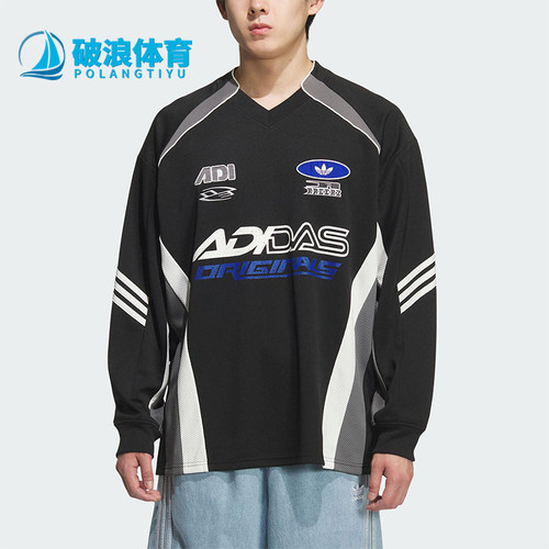 Adidas/阿迪达斯正品三叶草男士运动宽松赛车风印花长袖KF5155
