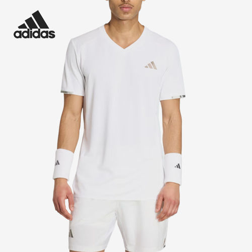 Adidas/阿迪达斯官方正品男士运动休闲透气短袖V领网球衣KF5001