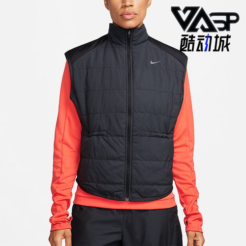 Nike/耐克正品女士休闲Logo印花拉链运动棉马甲FB7537-010
