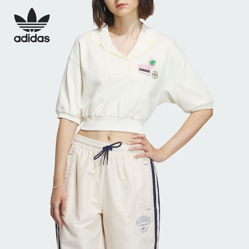 Adidas/阿迪达斯官方正品三叶草女士时尚运动短袖POLO衫IW6299