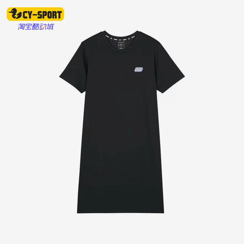 Skechers斯凯奇正品缤纷系列女子圆领舒适简约短袖连衣裙L122W090