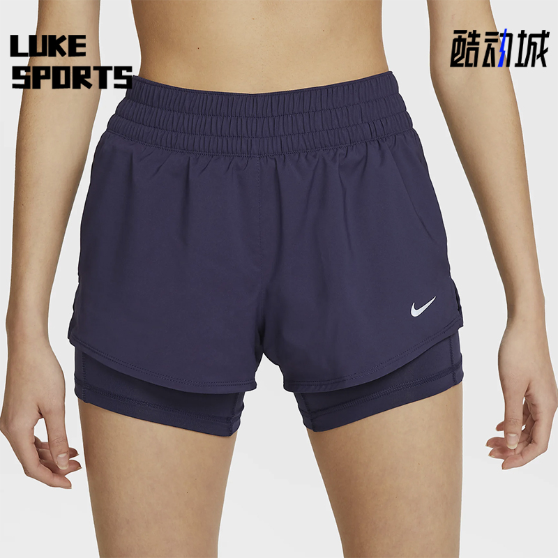 Nike/耐克正品2025女士梭织松紧腰透气二合一运动短裤DX6013-555