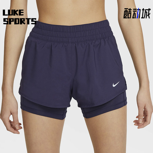 Nike/耐克正品2025女士梭织松紧腰透气二合一运动短裤DX6013-555