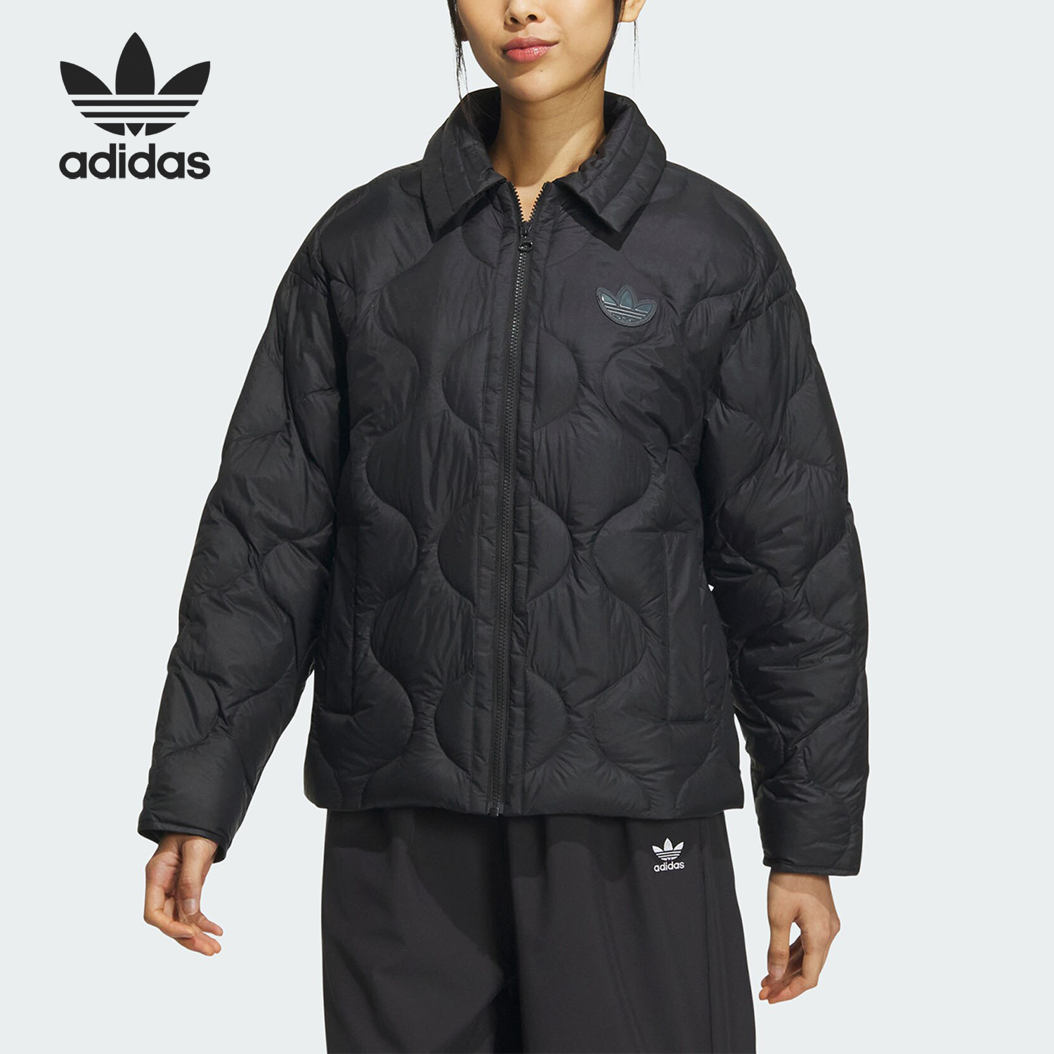 Adidas/阿迪达斯正品三叶草女子防风保暖运动羽绒服IK2799