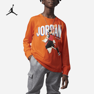 Nike/耐克正品Air Jordan大童宽松休闲针织长袖T恤FJ6377-891