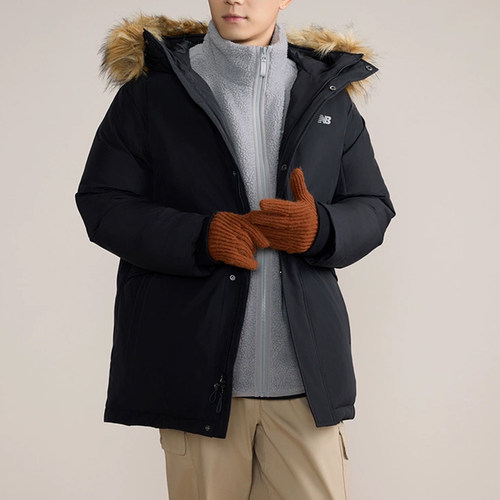 New Balance/NB正品运动男士防泼水保暖连帽羽绒服AMJ43358-BK