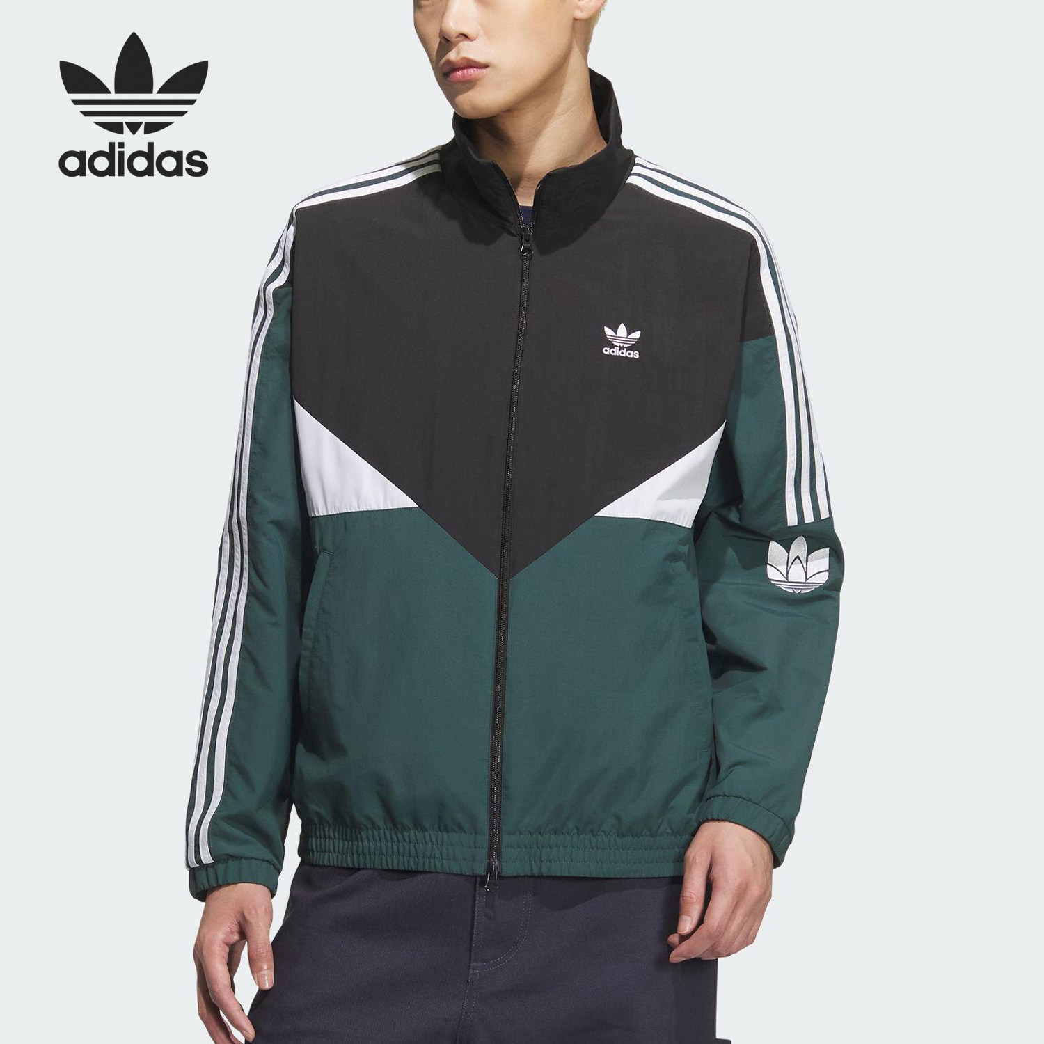 Adidas/阿迪达斯正品三叶草男女宽松运动拼接梭织外套KC3115图片