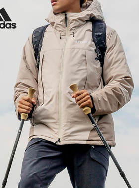 Adidas/阿迪达斯正品户外运动训练男士连帽保暖羽绒服IL8957