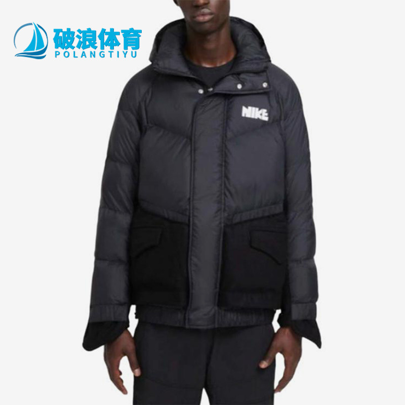 Nike耐克正品男连帽宽松拼接鹅绒保暖运动短款羽绒服CT3269-010